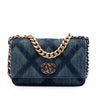 Secondhand Chanel Denim 19 Flap Wallet On Chain