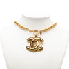 Chanel CC Gold Plated Quilted Pendant Necklace Secondhand