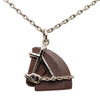 Hermès Palladium Plated Vulcanium Cheval Pendant Necklace Secondhand