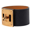 Hermès Epsom and Gold Plated Kelly Extreme Dog Bracelet Secondhand