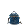 Chanel CC Quilted Denim Trip Vanity Case with Chain Secondhand
