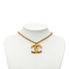 Chanel CC Gold Plated Textured Pendant Necklace Secondhand