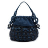Chanel CC Woven Denim and Raffia Drawstring Bucket Bag Secondhand