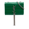 Saint Laurent Small Croc Embossed Leather Monogram Kate Tassel Crossbody Secondhand