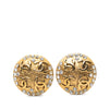 Secondhand Chanel CC Gold Plated Strass Round Clip On Earrings