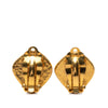 Chanel CC Gold Plated Enamel Diamond Clip On Earrings Secondhand