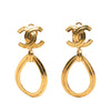 Chanel CC Gold Plated Dangle Clip On Earrings Secondhand