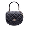 Chanel CC Quilted Lambskin Half Moon Top Handle Flap Secondhand