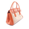 Prada Bicolor Saffiano Cuir Trimmed Canvas Satchel Secondhand