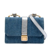 Miu Miu Denim Metallic Goatskin Madras Flap Crossbody Secondhand