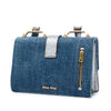 Miu Miu Denim Metallic Goatskin Madras Flap Crossbody Secondhand