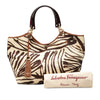 Ferragamo Zebra Printed Straw Shopper Tote Secondhand