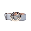 Gucci Metallic Silver Leather Interlocking G Buckle Belt - '00s
