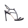 Yves Saint Laurent  Black Patent Leather YSL Logo Heeled Sandals