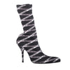 Secondhand Balenciaga Monogram Logo-Print Stretch Sock Boots