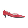 second hand Luciano Padovan Red Leather Pointed-Toe Kitten Heel Pumps