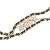 Chanel Gold Plated Leather Woven CC Rhinestone Star Choker Necklace Secondhand