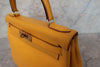 Secondhand Hermes Kelly Handbag Yellow Courchevel with Gold Hardware