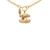 Chanel Gold Plated CC Quilted Pendant Necklace Secondhand