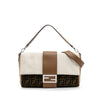 Fendi Large Zucca and Pequin Canvas Convertible Baguette Satchel Secondhand