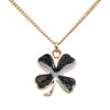 Chanel CC Gold Plated and Enamel Strass Faux Pearl Clover Pendant Necklace Secondhand