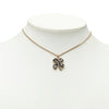 Chanel CC Gold Plated and Enamel Strass Faux Pearl Clover Pendant Necklace Secondhand
