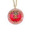 Chanel CC Gold Plated Resin Tweed Chain Round Pendant Necklace Secondhand