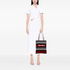 Miu Miu Tricolor Cotton Crochet Logo Striped Vertical Tote Secondhand