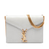 Saint Laurent Croc Embossed Leather Monogram Cassandra Clasp Bag Secondhand