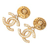 Chanel Gold Plated CC Strass Drop Clip On Earrings Secondhand
