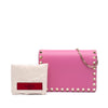 Valentino Pebbled Calfskin Rockstud Wallet On Chain Secondhand