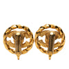 Secondhand Chanel CC Gold Plated Strass Round Rope Clip On Earrings