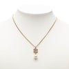 Chanel Gold Plated Strass CC Faux Pearl Drop Pendant Necklace Secondhand