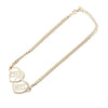 Chanel Gold Plated Rhinestones Heart Logo Choker Necklace Secondhand