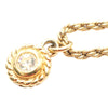 Dior Gold Plated Strass Round Pendant Necklace Secondhand