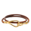 Hermès Gold Plated and Leather Jumbo Hook Double Tour Bracelet Secondhand