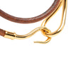 Hermès Gold Plated and Leather Jumbo Hook Double Tour Bracelet Secondhand