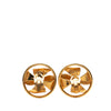 Chanel CC Gold Plated Faux Pearl Round Ribbon Clip On Earrings Secondhand