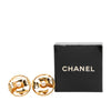 Chanel CC Gold Plated Faux Pearl Round Ribbon Clip On Earrings Secondhand