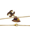 Secondhand Chanel Gold Plated Rhinestone CC and Camellia Hat Pendant Necklace
