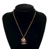 Secondhand Chanel Gold Plated Rhinestone CC and Camellia Hat Pendant Necklace