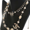 Chanel CC Brass Strass Faux Pearl Baroque Chain Long Necklace Secondhand