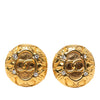 Secondhand Chanel CC Gold Plated Strass Round Clip On Earrings