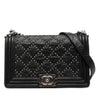 Chanel Old Medium Quilted Crumpled Calfskin Studded Boy Flap Secondhand