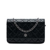 Secondhand Chanel CC Quilted Crinkled Patent Wallet On Chain