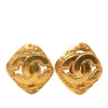 Chanel CC Gold Plated Rhombus Clip On Earrings Secondhand
