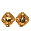 Chanel CC Gold Plated Rhombus Clip On Earrings Secondhand