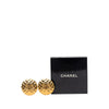 Chanel CC Gold Plated Quilted Round Clip On Earrings. Secondhand