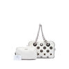 Prada Vitello Daino Grommet Chain Shoulder Bag Secondhand