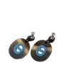 Secondhand Hermès Buffalo Horn Lacquered and Palladium Plated Fidelio Village Drop Bullet Back Earrings
